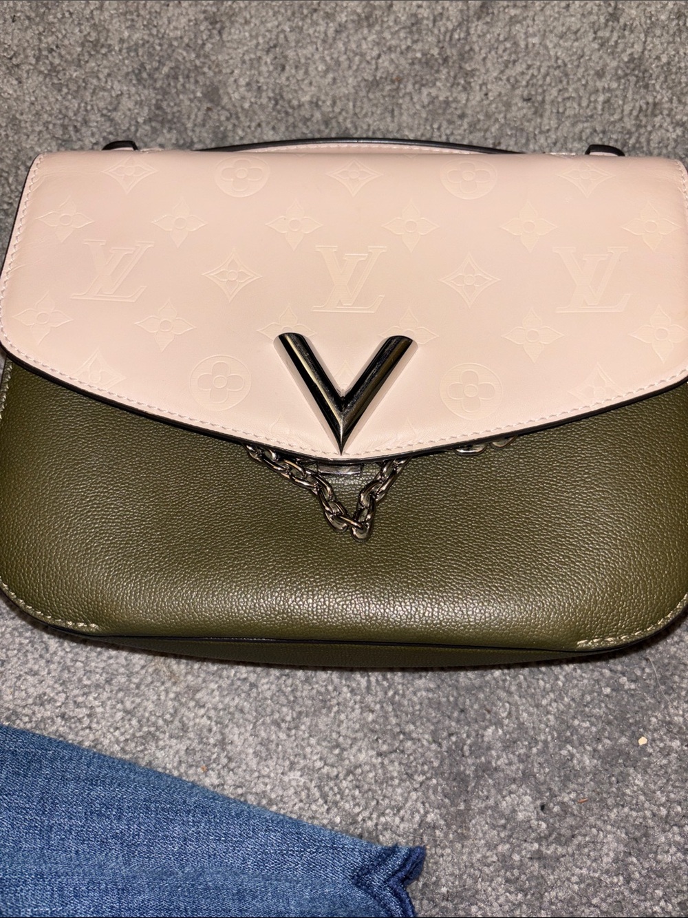 Louis Vuitton Olive Green & Light Pink Two-Tone Shoulder Bag